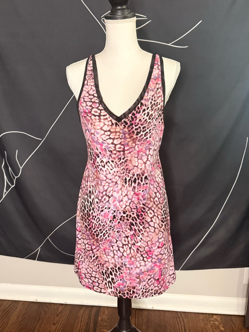 Joyspun Pink Multi Animal Print V-Neck Tank Dress
